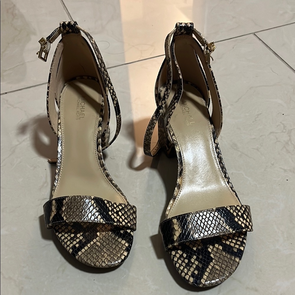 Michael Kors Black and Gold Heels with Ankle Strap